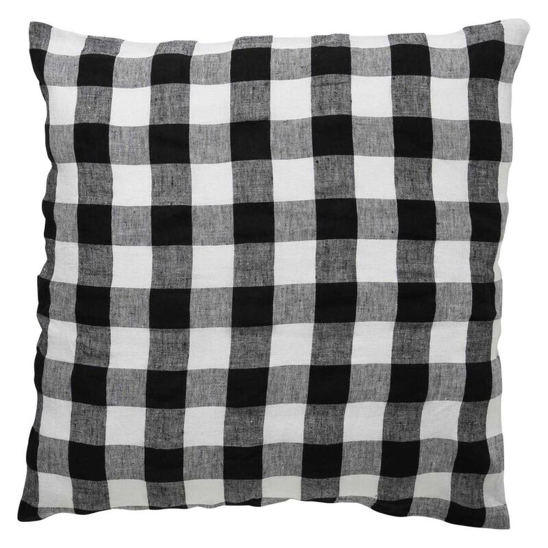 Kip&Co Black & White Gingham Linen European Pillowcases 2P Set image number 0